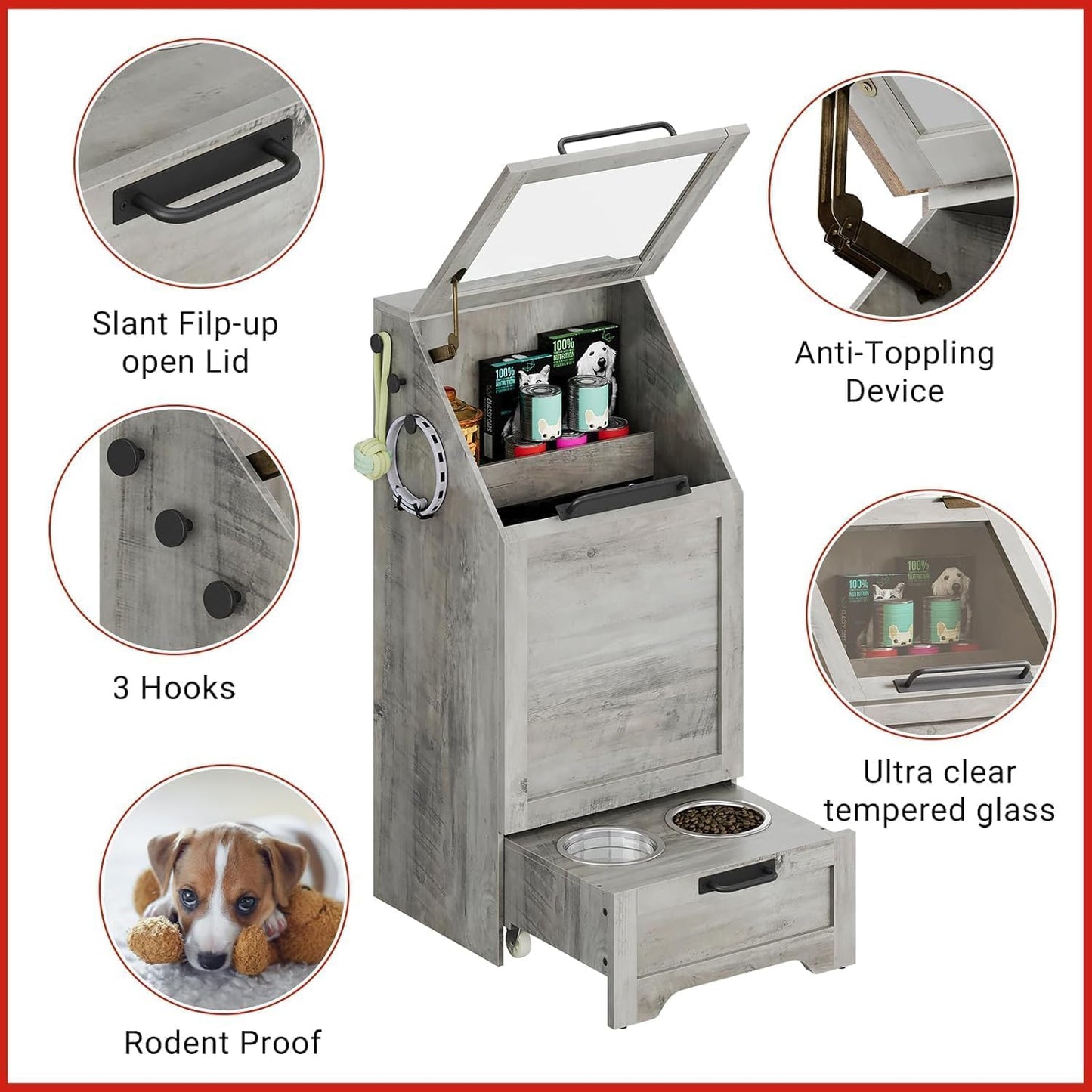 Dog Food Station with Storage