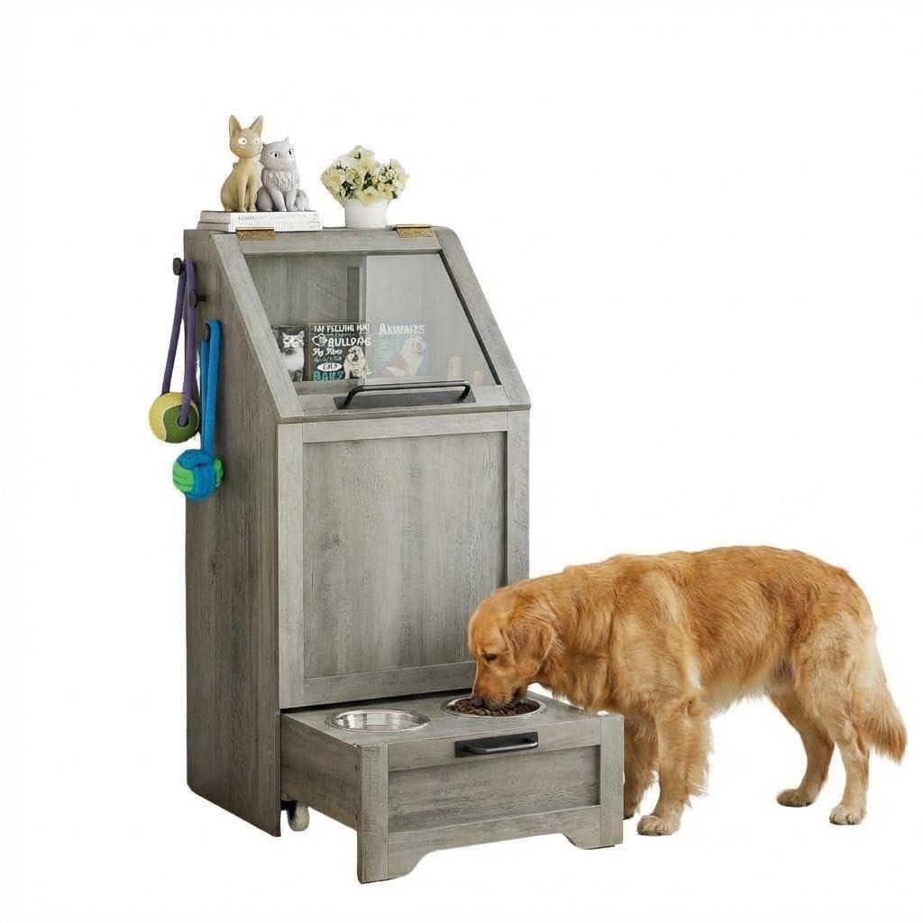Dog Food Station with Storage