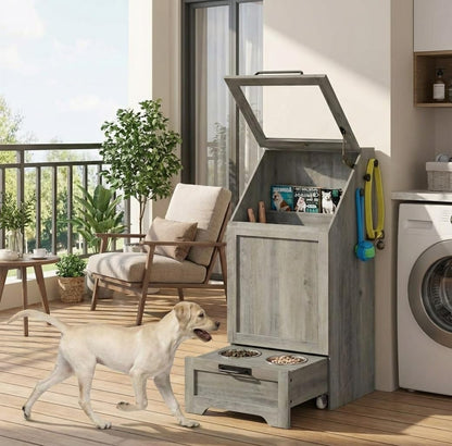 Dog Food Station with Storage