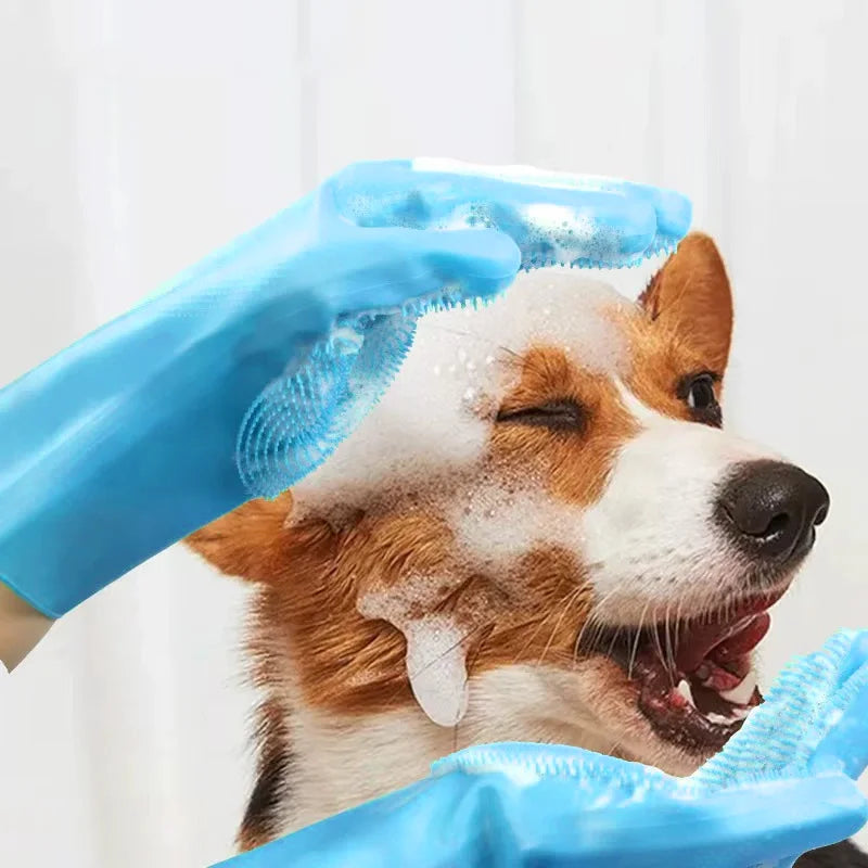 Pet Bathing Glove - Silicone Scrubber Mitt for Dogs & Cats