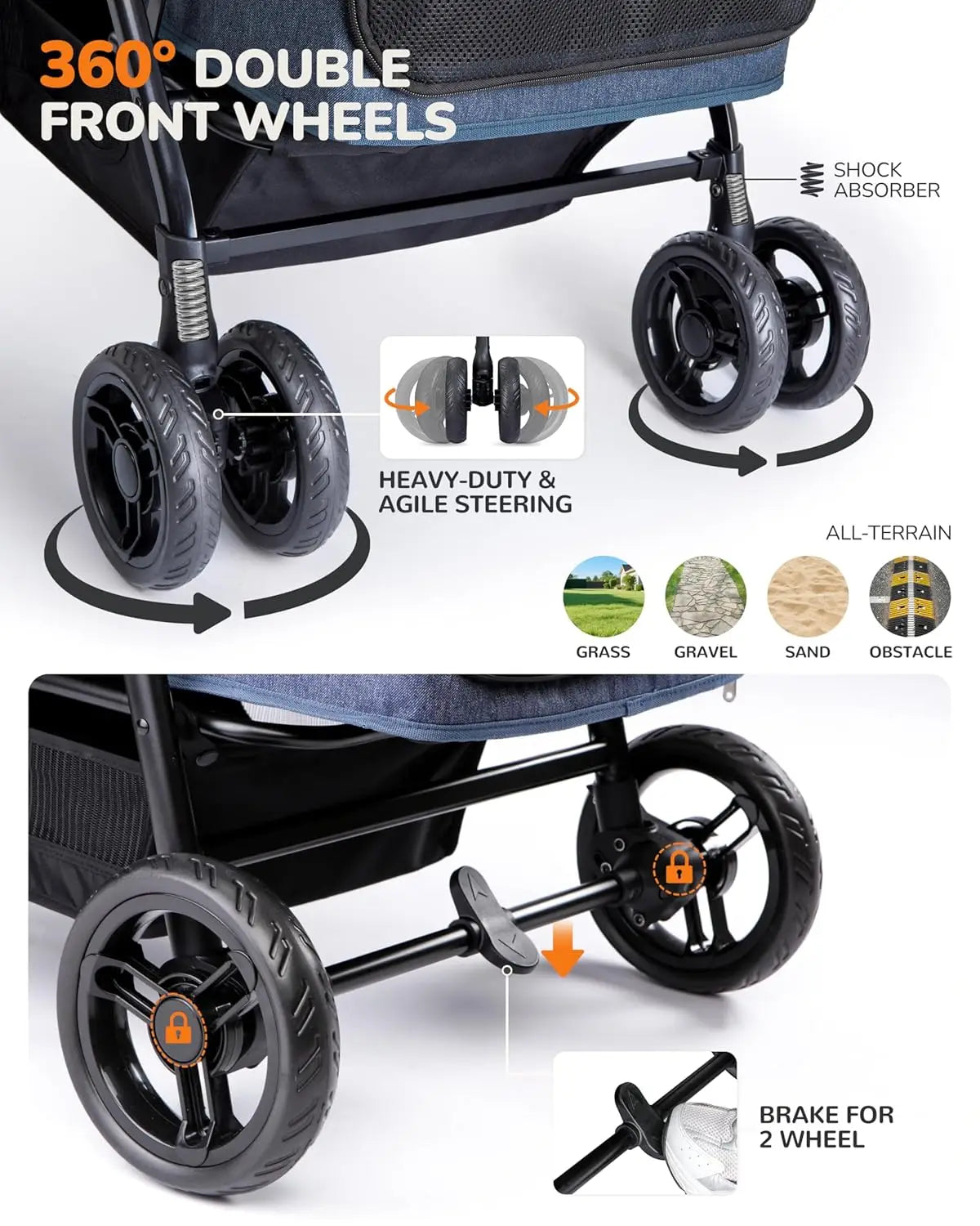 Large Dog Stroller for 2 Pets