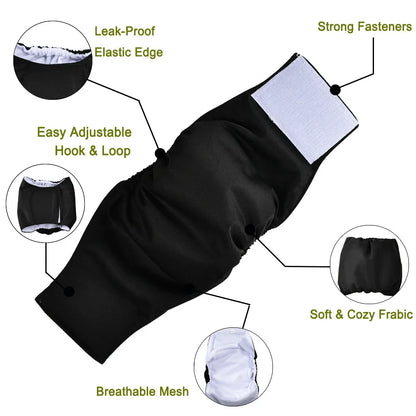 3 Pack Washable Male Dog Diapers