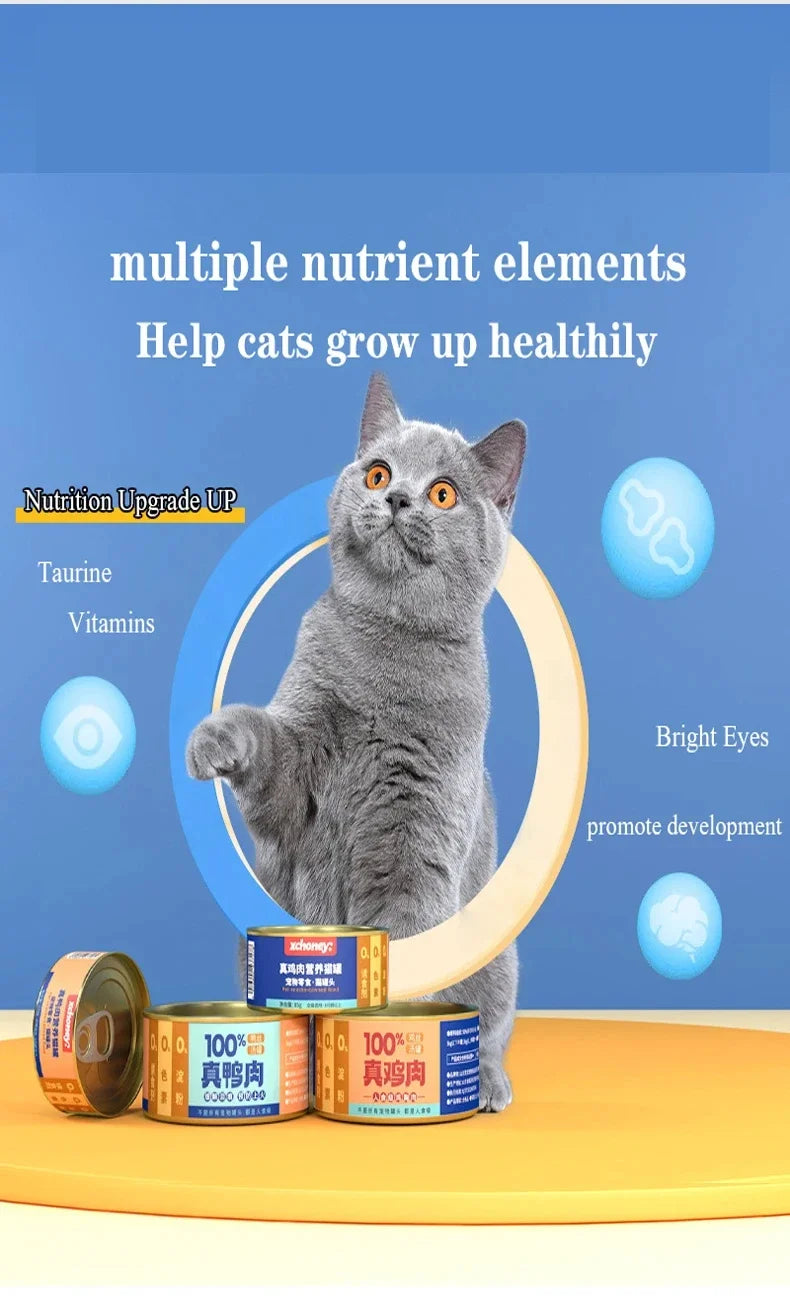 Canned cat chicken duck hydrating wet food
