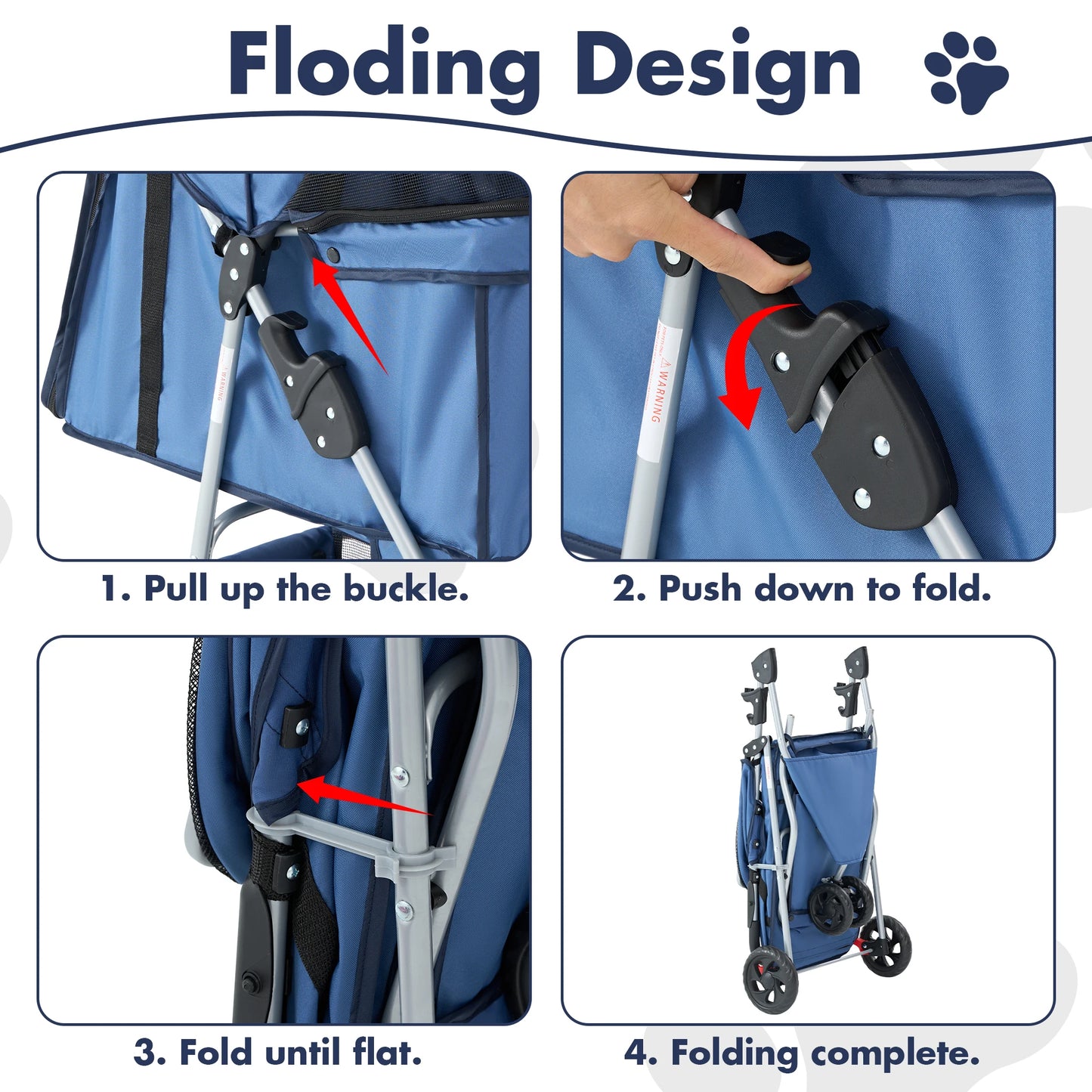 3-Wheel Foldable Pet Stroller For Small Dogs