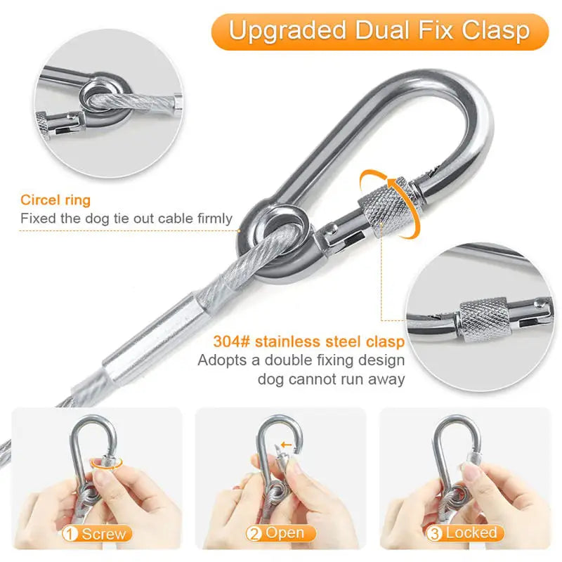 Double-headed Dog Tie Out Cable Leash
