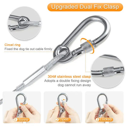 Double-headed Dog Tie Out Cable Leash