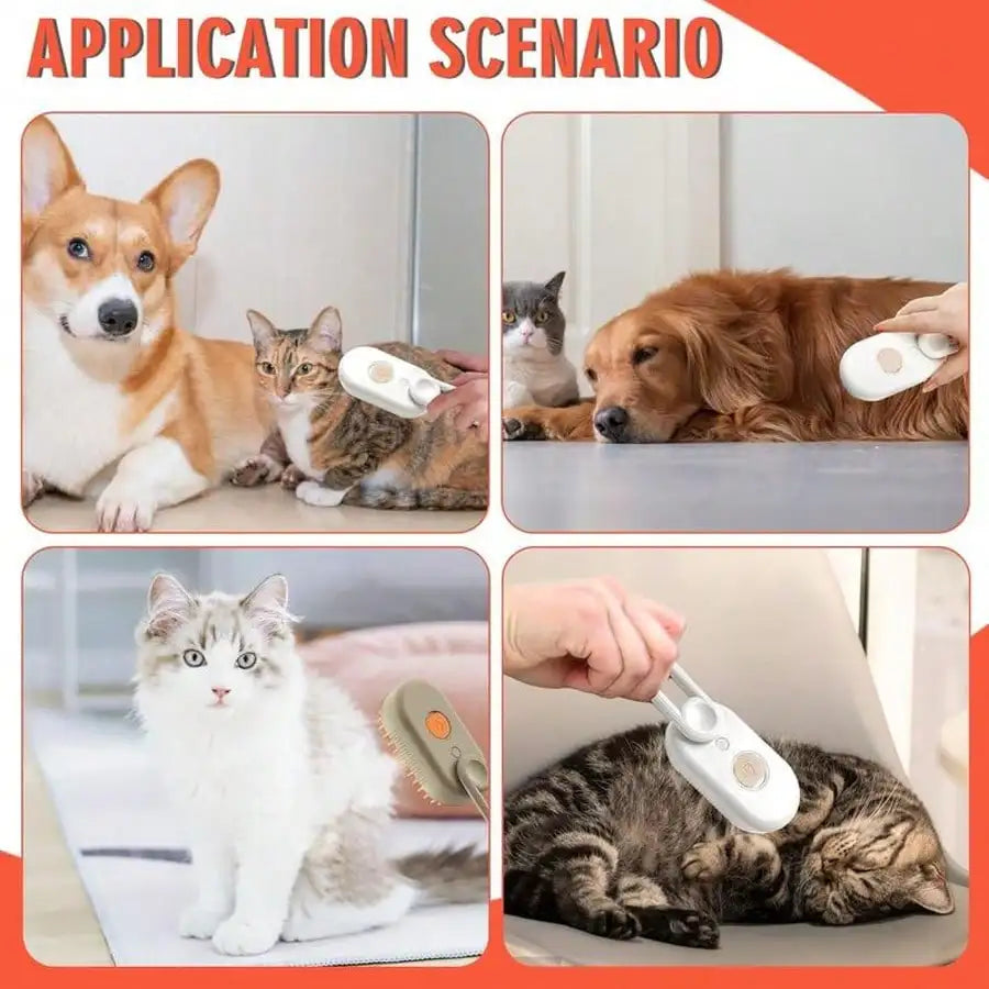 3-In-1 Pet Steam Brush - Steam Mist Grooming Tool