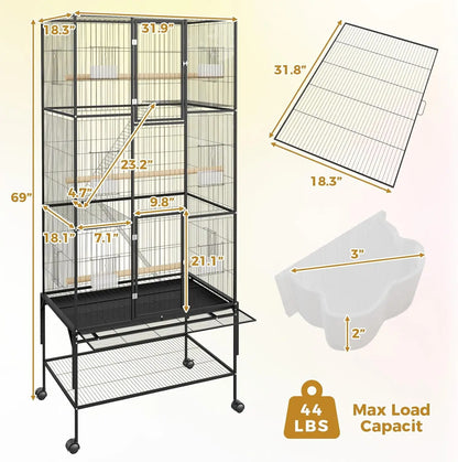 69-Inch Extra Large Rolling Bird Cage