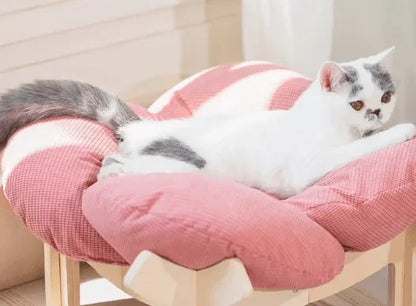 Soft Cushion  Wooden High Leg Cat Bed