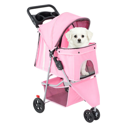 3-Wheel Foldable Pet Stroller For Small Dogs