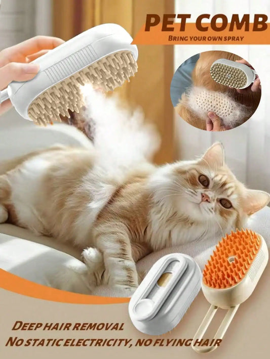 3-In-1 Pet Steam Brush - Steam Mist Grooming Tool