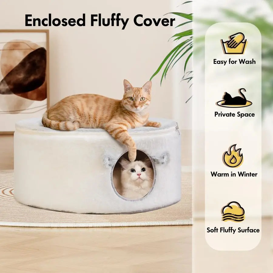 Fluffy Large Enclosed Cat House Cave