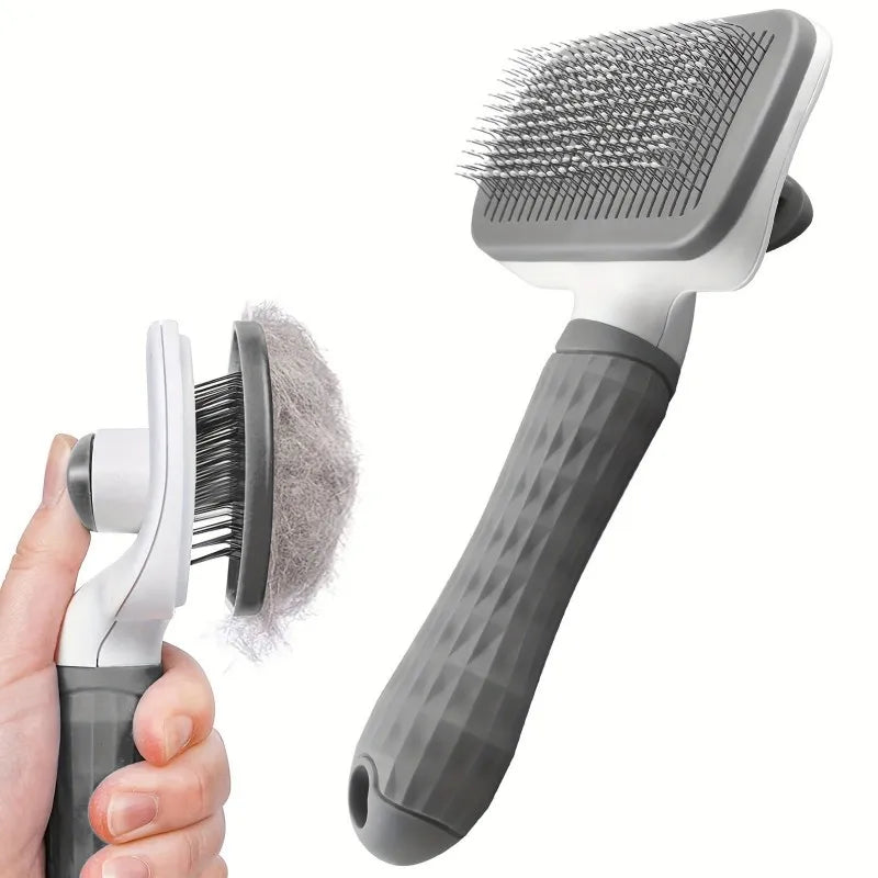 Ergonomic Handle Self Cleaning Pet Brush