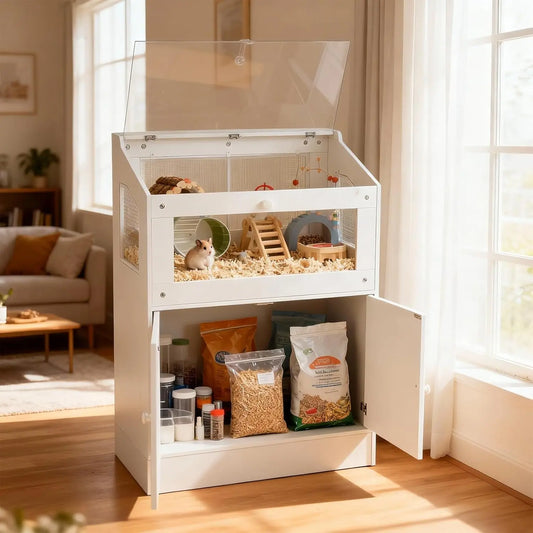 Small Animal Cage With Storage Cabinet