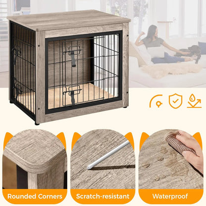 Wooden Dog Crate with Cushion