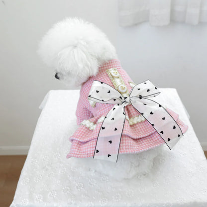 Wool Bowknot Dog Cat Dress