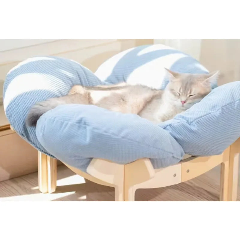 Soft Cushion  Wooden High Leg Cat Bed