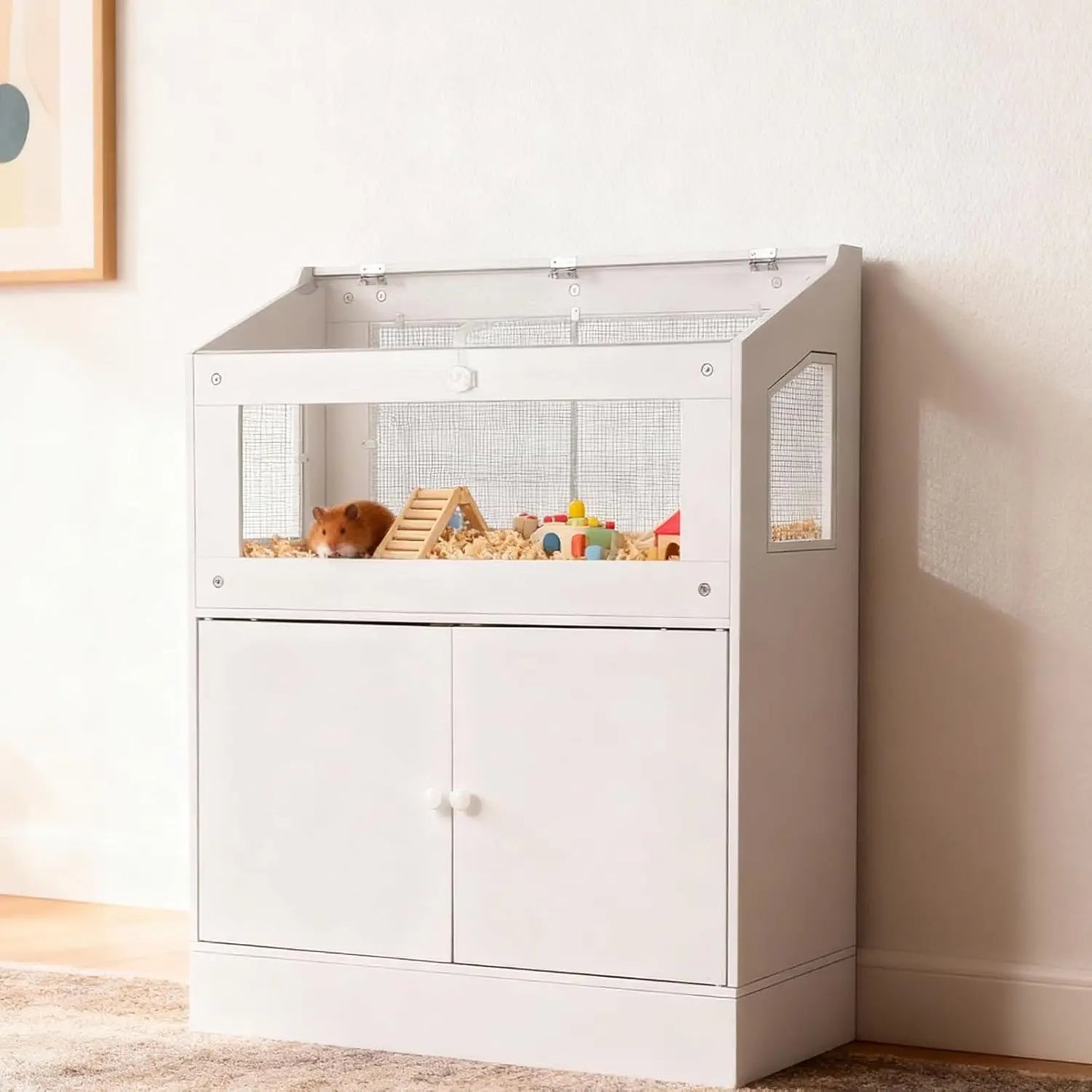 Small Animal Cage With Storage Cabinet