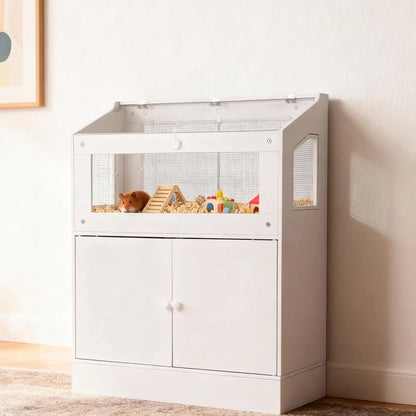 Small Animal Cage With Storage Cabinet