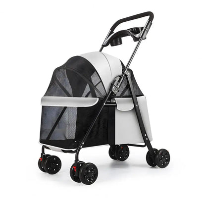 Pet Folding Stroller Cup Holder Visible Window