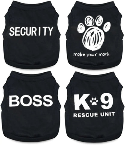 4-Piece Small Dog Clothes Set for Summer and Spring, Soft Pet Shirts in XXS Black