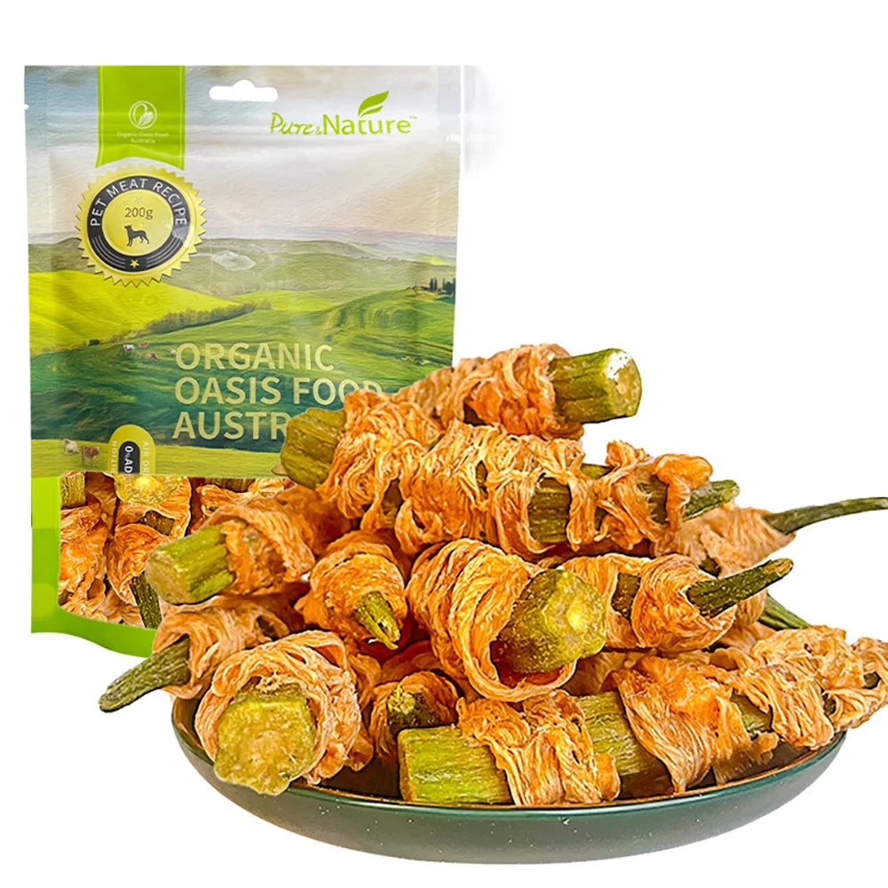 Chicken Wrapped Okra, All Natural Ingredients For Dog Treats