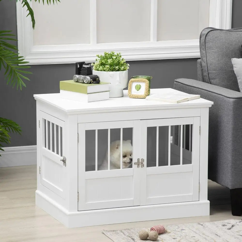 Triple Door Wooden Dog Crate
