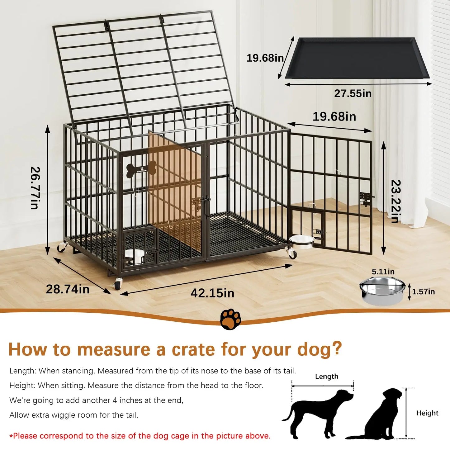 Heavy Duty Dog Crate for Large, Medium & Small Dogs