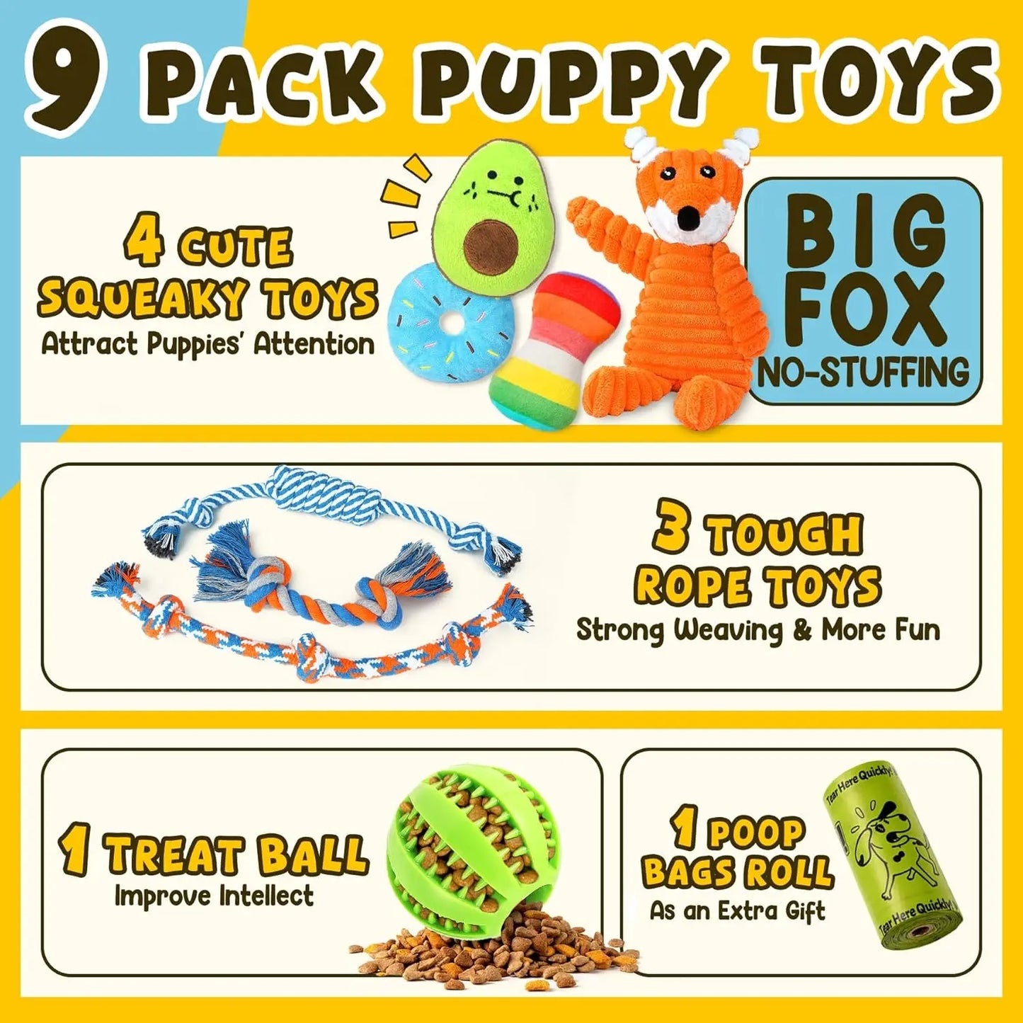 9 Pack Puppy Toys for Teething