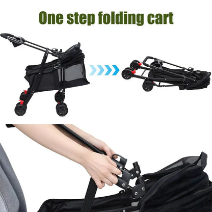 Pet Folding Stroller Cup Holder Visible Window