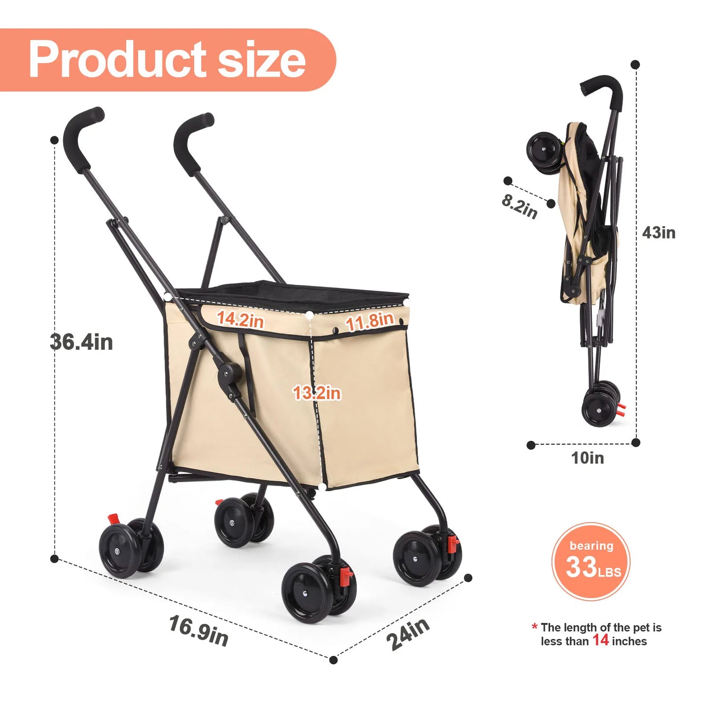 Dog Stroller Pet Travel Cart