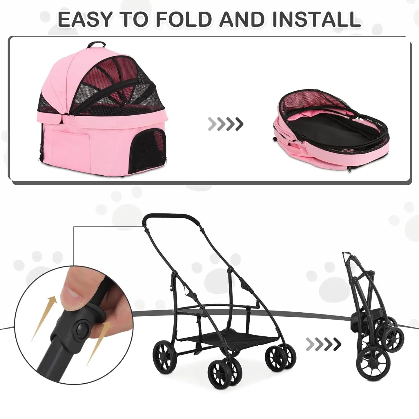4-Wheel Folding Pet Stroller