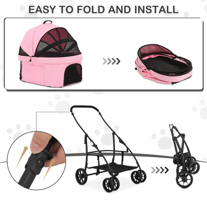 4-Wheel Folding Pet Stroller