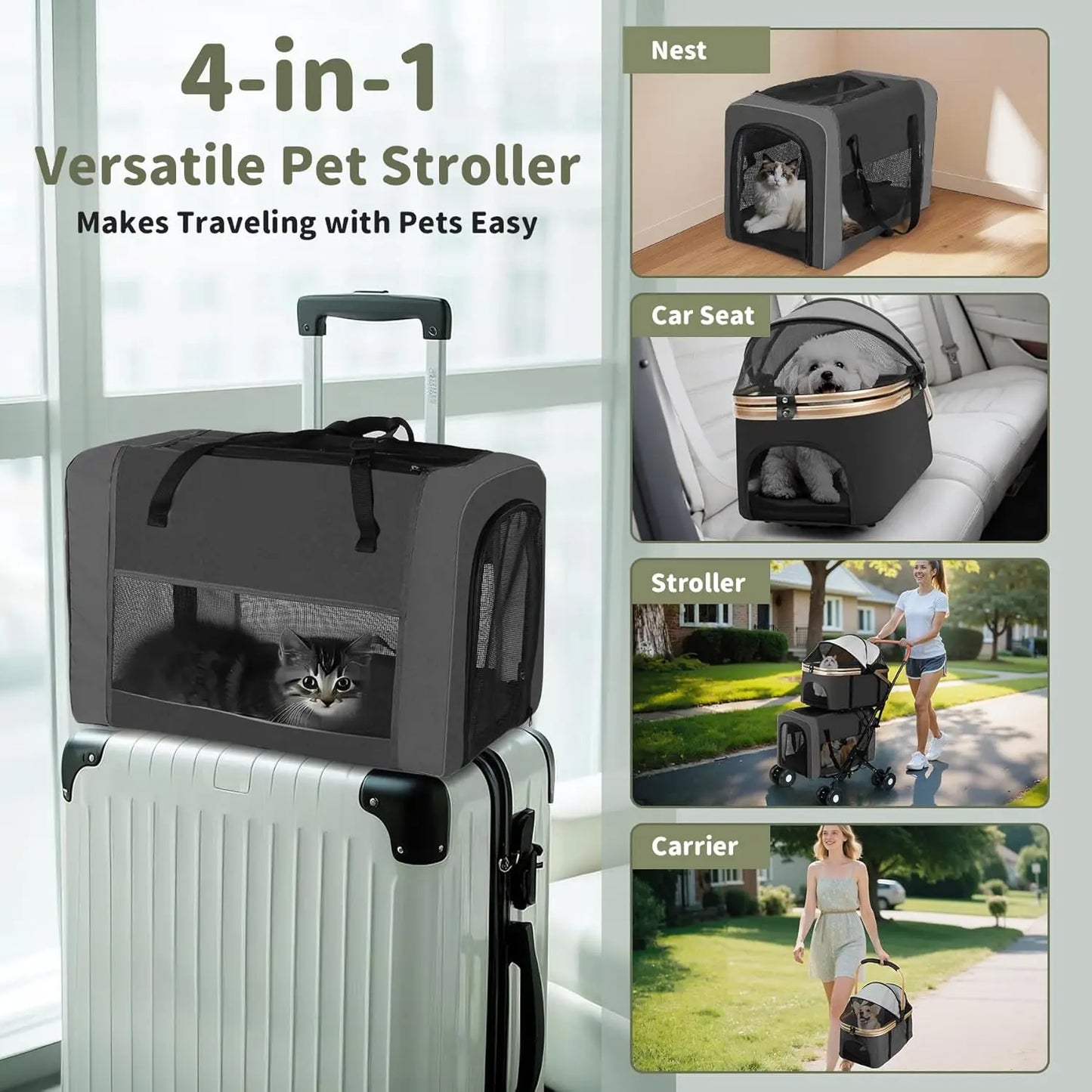 Foldable Double Pet Stroller