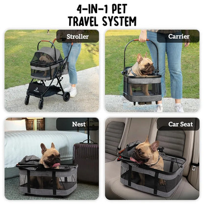 Pet Stroller with Detachable Carrier