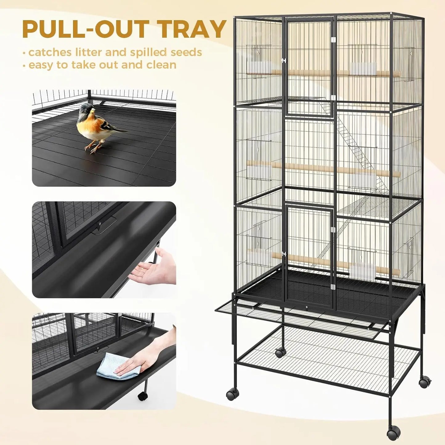 69-Inch Extra Large Rolling Bird Cage