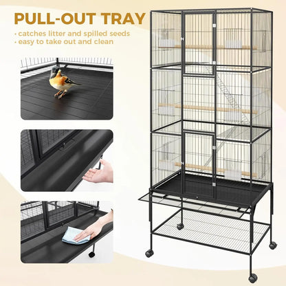 69-Inch Extra Large Rolling Bird Cage