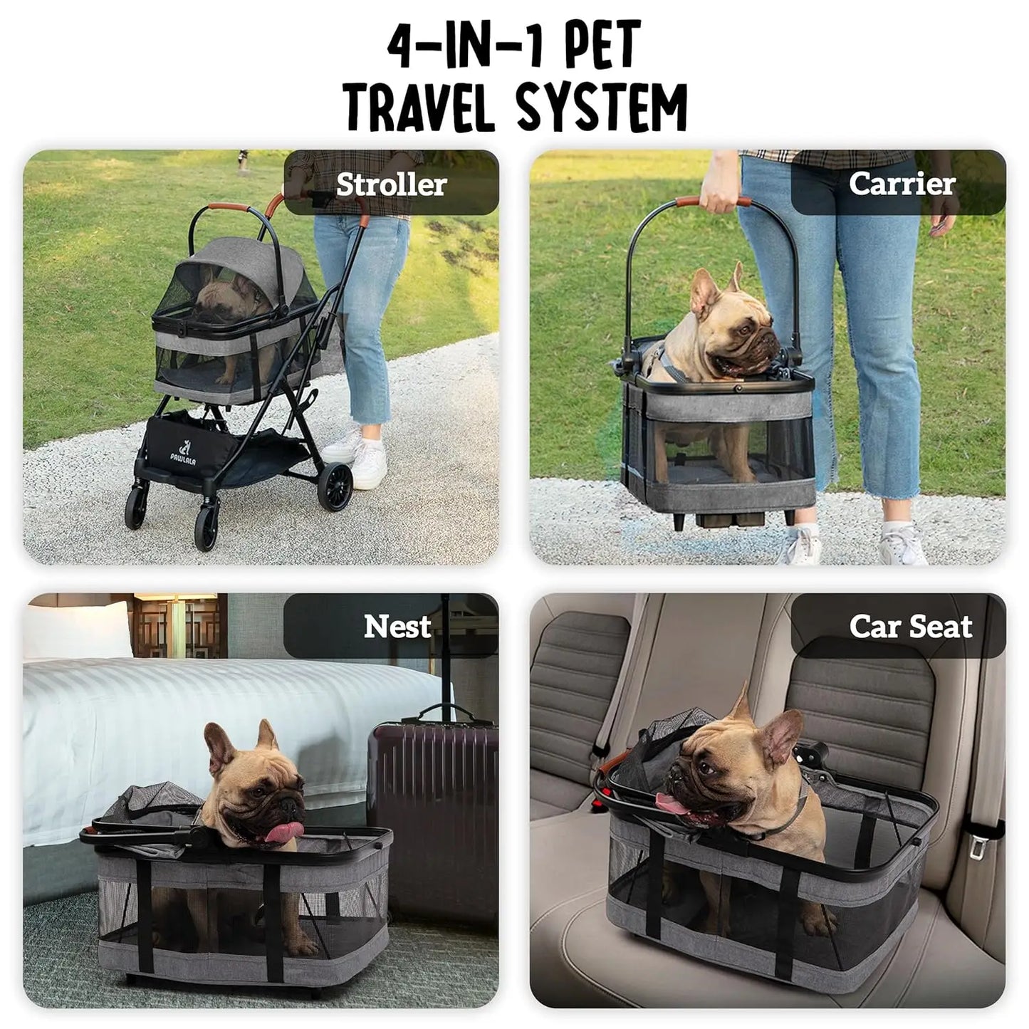 Pet Stroller with Detachable Carrier