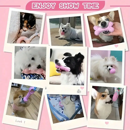 Pink Rubber Dog Chew Toy Set