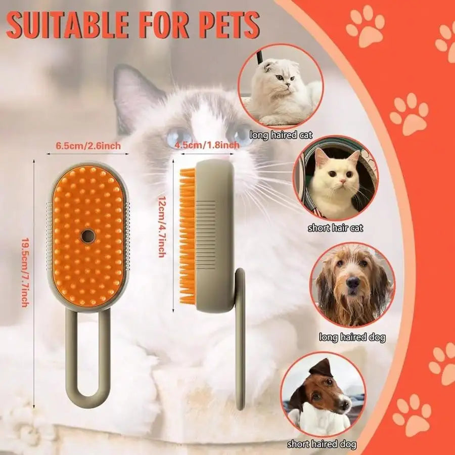3-In-1 Pet Steam Brush - Steam Mist Grooming Tool