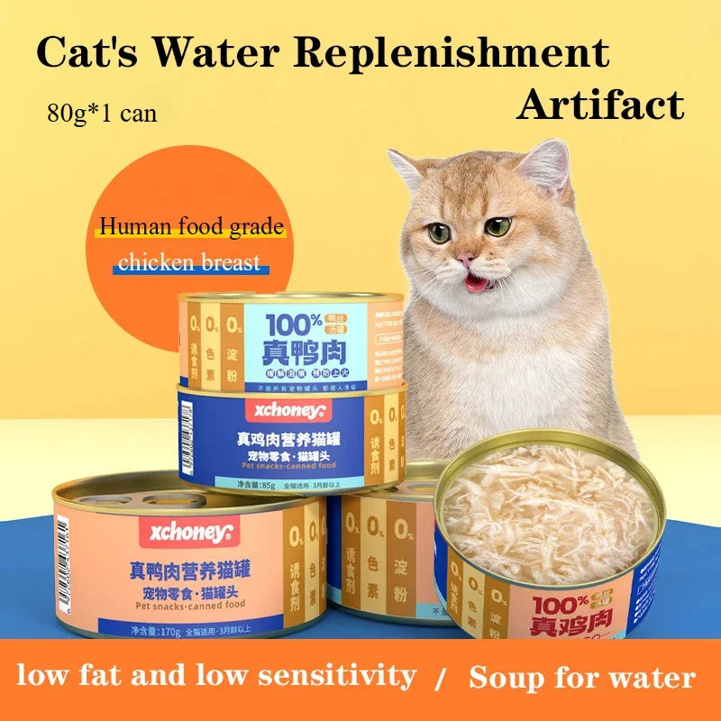 Canned cat chicken duck hydrating wet food