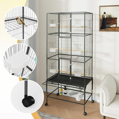 69-Inch Extra Large Rolling Bird Cage