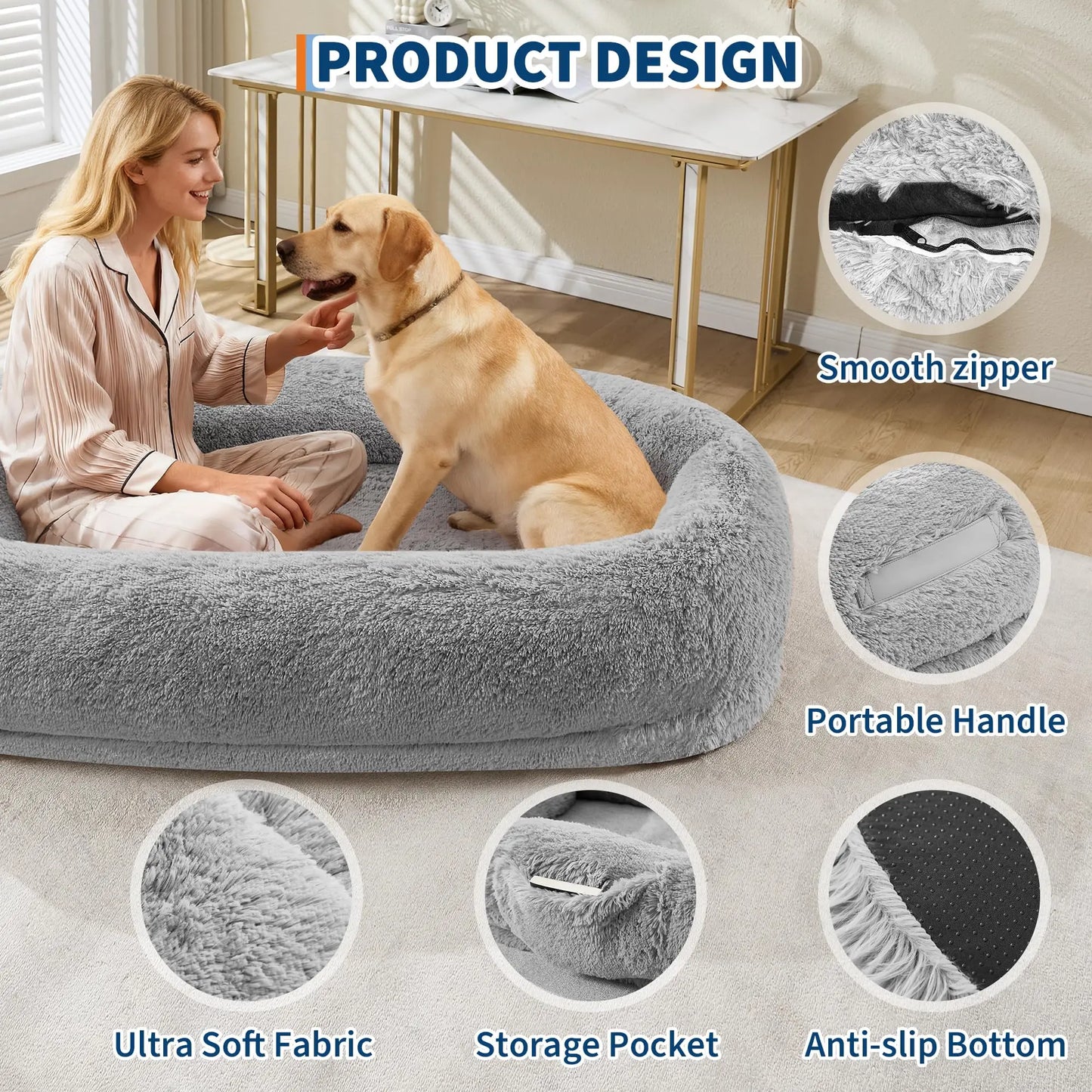 Orthopedic Faux Fur  Oversized Dog Bed