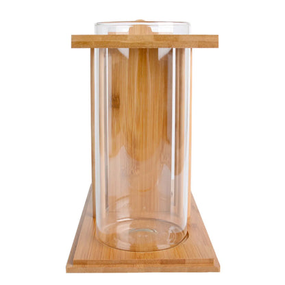Betta Fish Tank LED Light Bamboo Base 2 Tanks