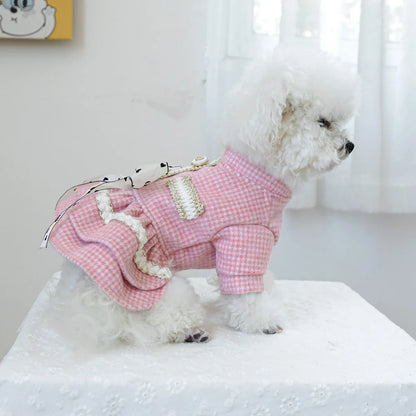 Wool Bowknot Dog Cat Dress