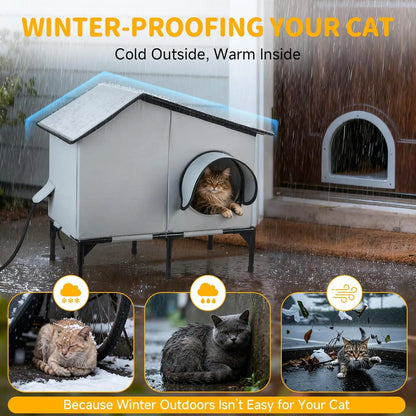 Heated Waterproof Cat House with Insulation