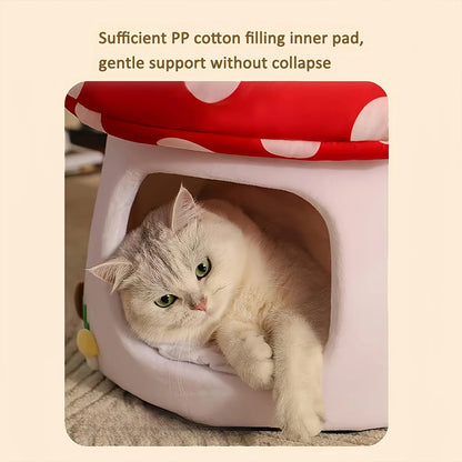Mushroom-Shaped Cat Cave Bed