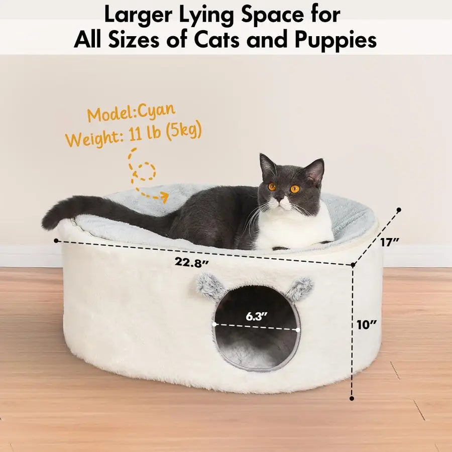 Fluffy Large Enclosed Cat House Cave