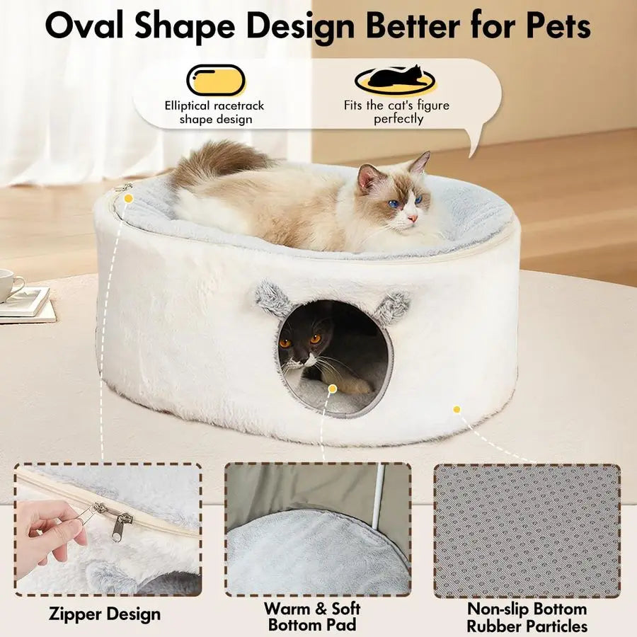 Fluffy Large Enclosed Cat House Cave