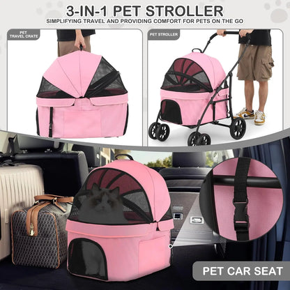 4-Wheel Folding Pet Stroller